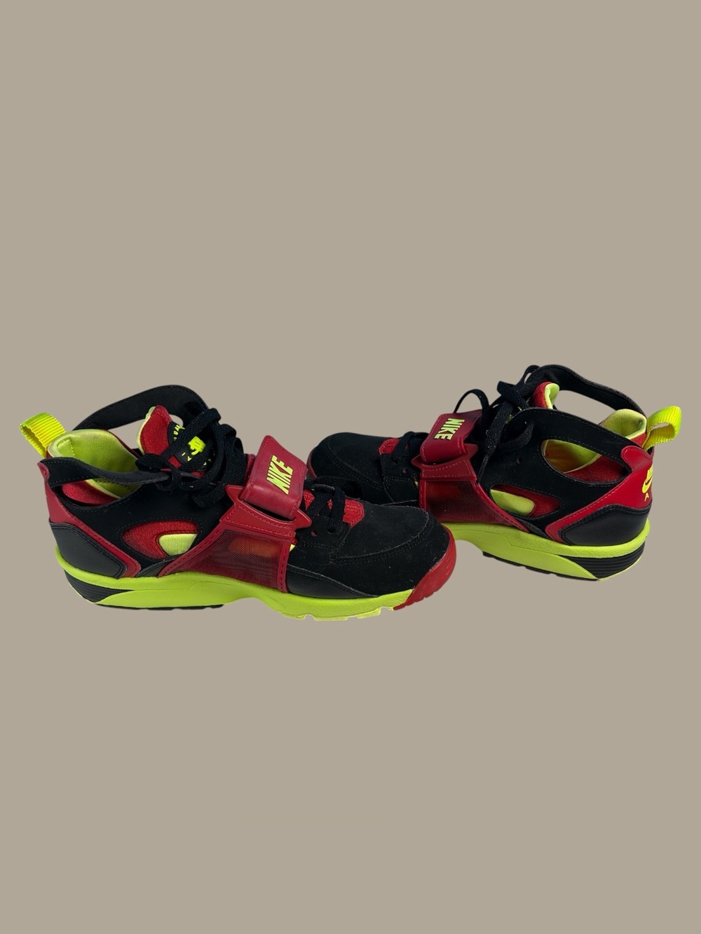 Nike Air Huarache Trainer Mid Black Red Volt Neon Mens US 8.5 Vintage 1991 Retro